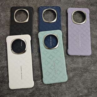 商务纳帕皮质圆周纹超薄无边框硬壳魔术荣耀maigc6手机壳Magic6pro潮流轻奢ins风电镀镜头圈