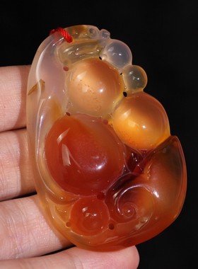 源饰界-天然冰彩玉髓挂件玉石龙如意祥云事事如意大号吉祥吊坠73#