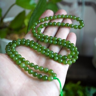 60cm长天然和田玉碧玉玉石项链男女款 锁骨链吊坠挂绳饰品 百搭长款