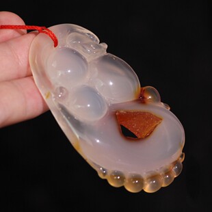 源饰界-天然冰彩玉髓挂件龙如意水晶洞吉祥挂件大号可做毛衣链66#