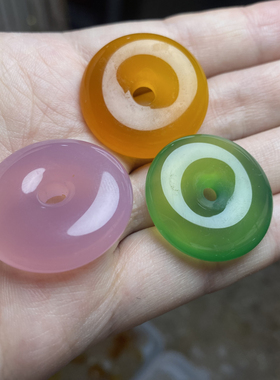 天然玉石玛瑙玉髓平安扣竹节四季豆挂件吊坠白冰粉绿黄红女士孩子