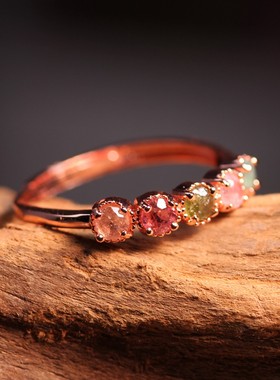 玉语凝天然碧玺戒指女款糖果色小众高级感高颜值闺蜜手饰可调节