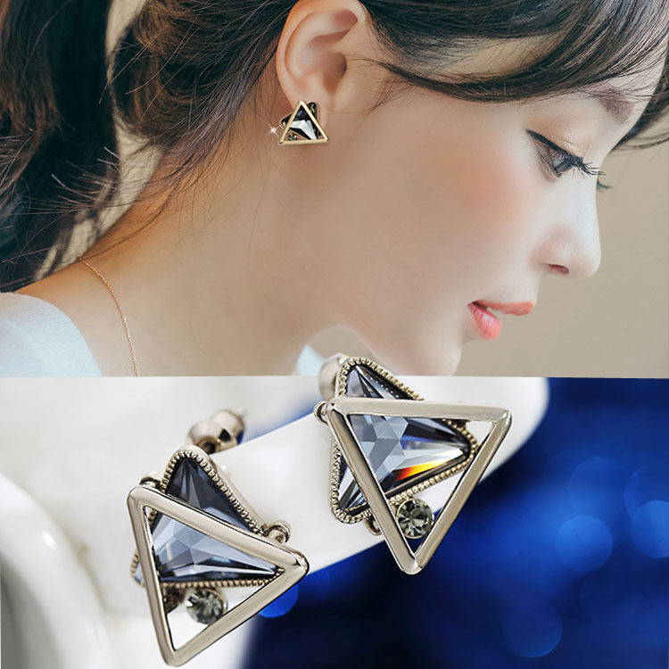 纯银韩国水晶饰品时尚风耳环女