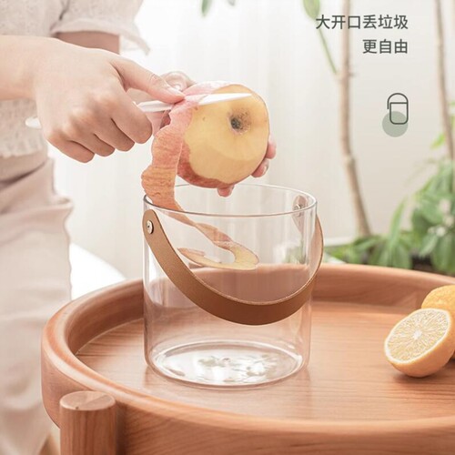 亚克力透明垃圾桶轻奢手提篮子水果盘家用果桶透明酒盆零食干果盘