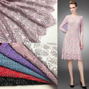 新款彩丝蕾丝面料服装布料时装蕾丝料 走秀连衣裙蕾丝镂空面料