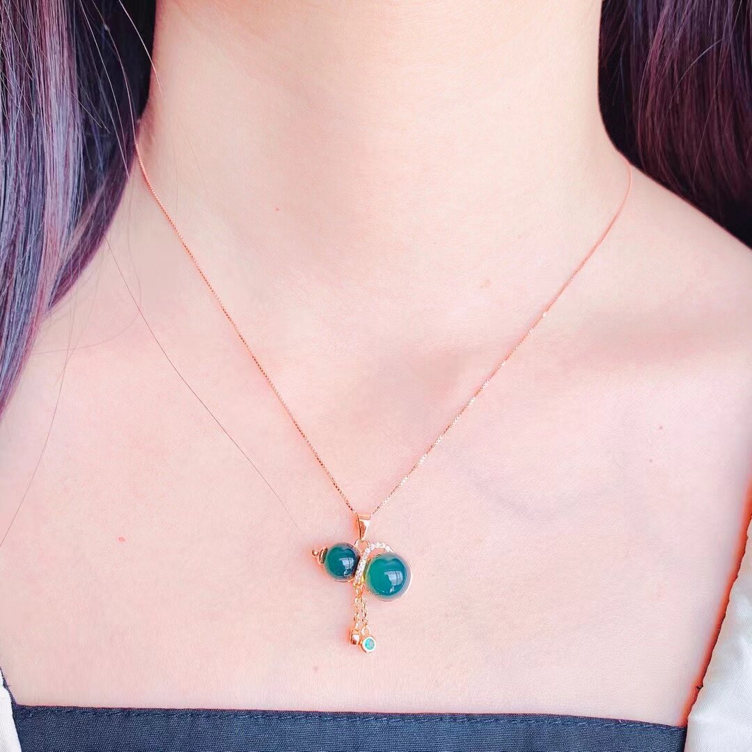 墨西哥蓝珀镶嵌款精美流苏小葫芦吊坠简约精致日常通勤超百搭迷人