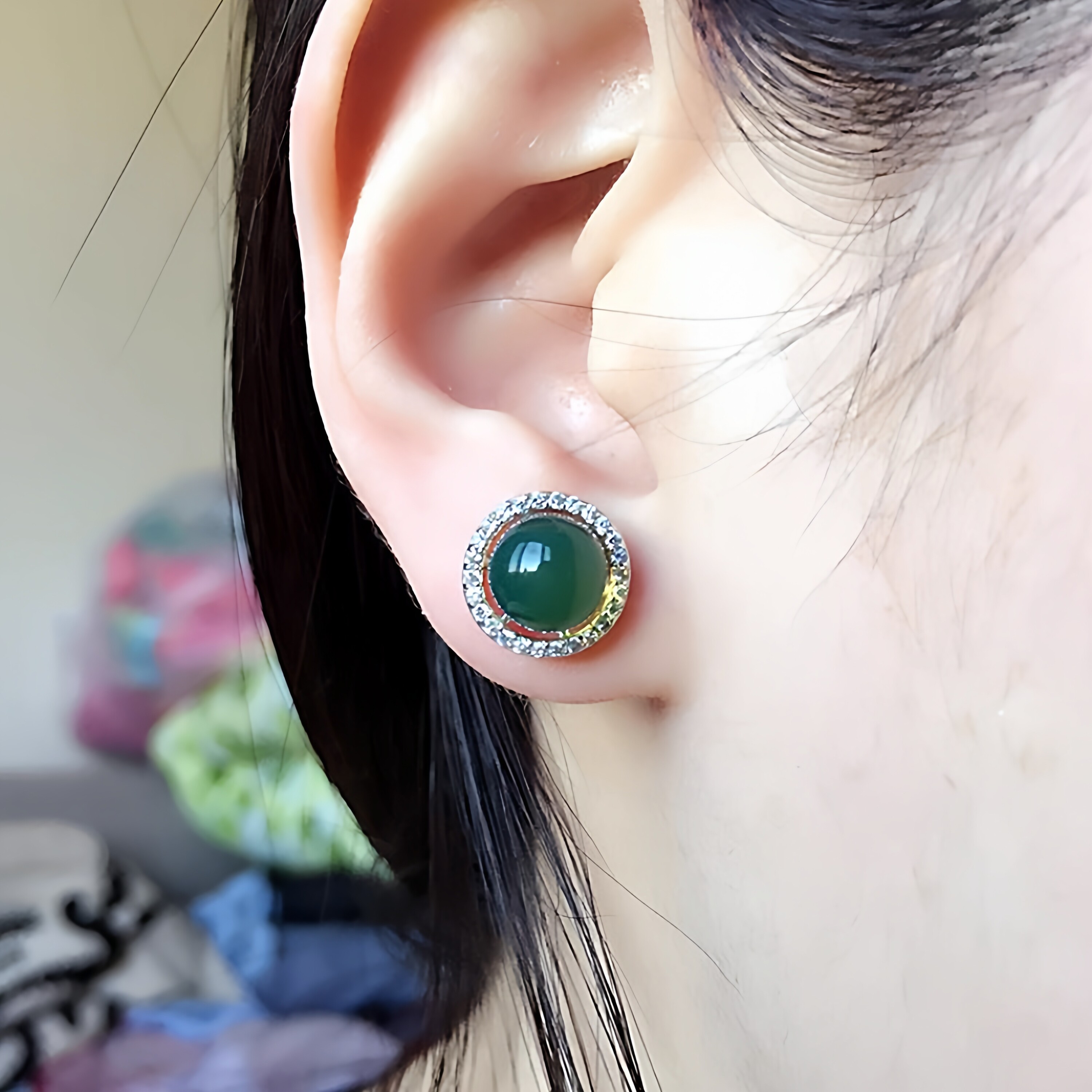 正品天然墨西哥蓝珀耳钉琥珀蜜蜡纯银白金耳环耳坠女款  ME0705