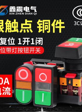 厂家供应双键按钮开关 APBB双位带灯控制开关 自复位220V电源开关