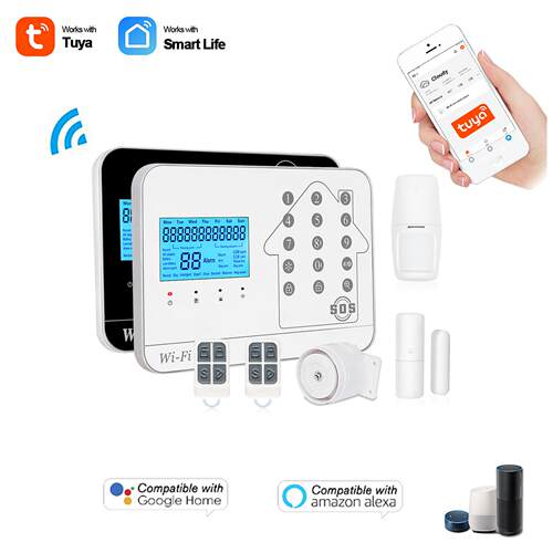 外贸出口WIFI+GSM+PSTN三网防盗报警器WIFI报警器APP控制wifi报警