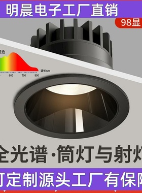 黑色全光谱深防眩光射灯家用客厅嵌入式led筒灯无主灯照明小山丘