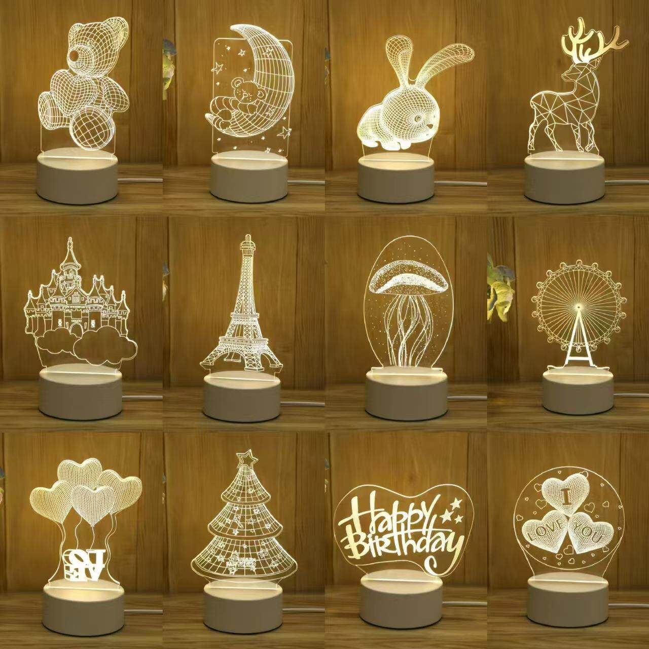 礼物创意公司员工3D儿童跨境亚克力礼品小夜灯送学生LOGO节日台灯