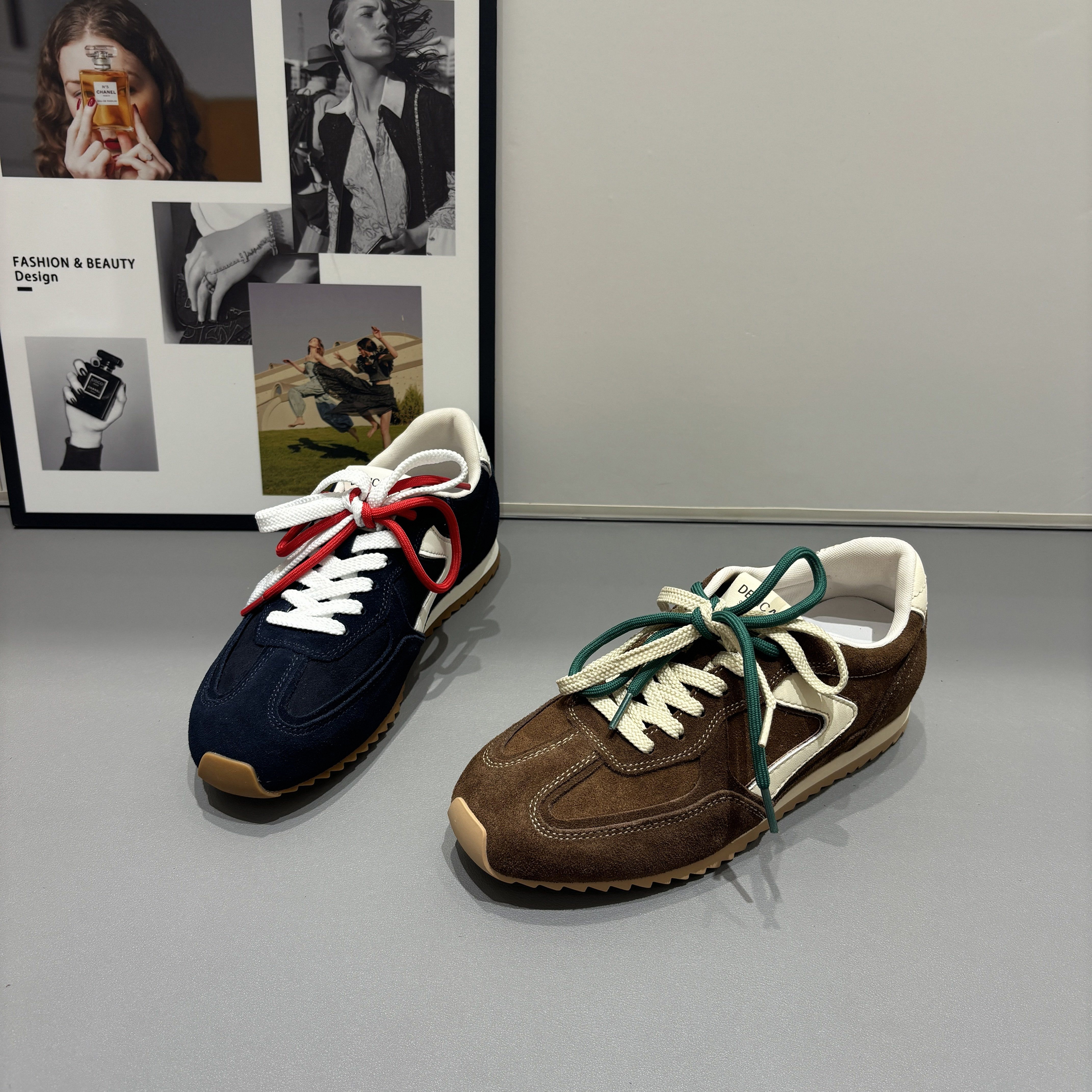 韩国复古真皮软底女鞋百搭德训鞋