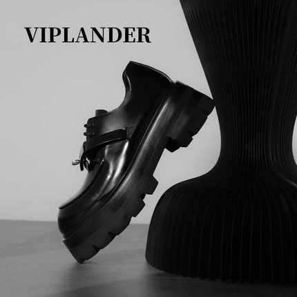 viplander夏新款德比鞋男休闲金属扣圆头厚底增高皮鞋男鞋145107