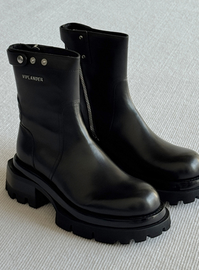VIPlander2025冬季套筒切尔西靴厚底侧拉链休闲短靴马丁靴161802