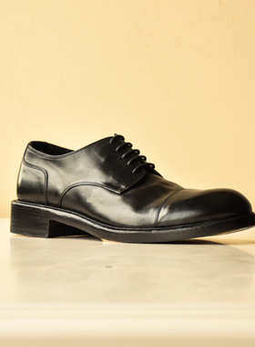 viplander 手工真皮植鞣牛皮商务正装皮底接头男士德比鞋皮鞋男鞋