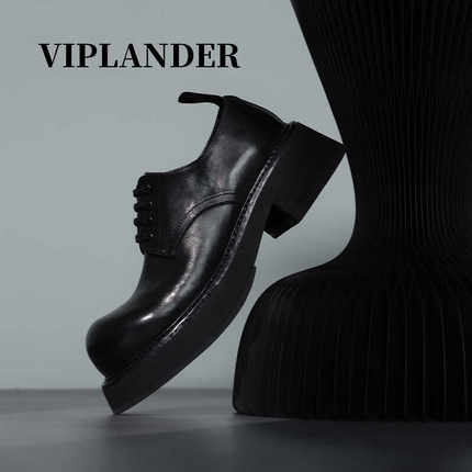 viplander夏季新款德比鞋男水洗马皮增高厚底鞋大头皮鞋156803-S
