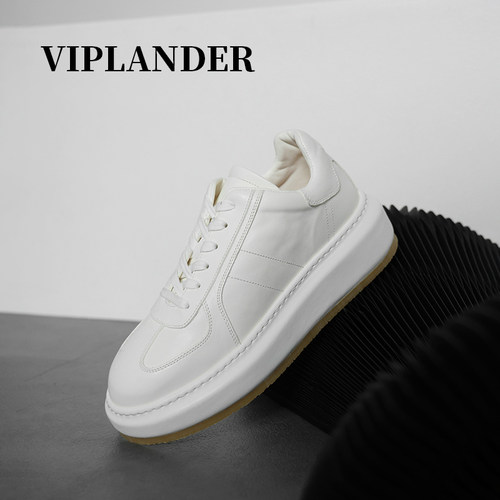 【2025年春季新款】VIPlander白色休闲板鞋真皮德训鞋22V10-2
