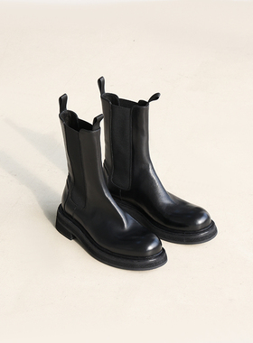 viplander2021秋冬季圆头新款厚底增高切尔西靴休闲男鞋烟筒靴男