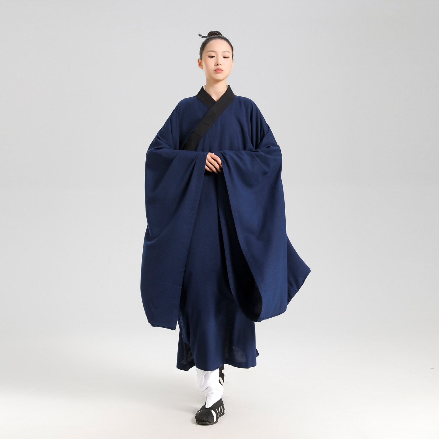 云清玄 春夏款棉麻大袖得罗衣道服大褂拼色三清领长款道袍男女款
