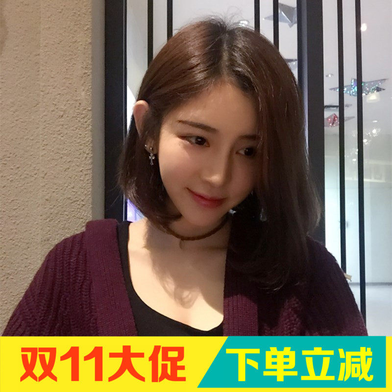假发女短发版帅气中分刘海短直发自然逼真锁骨发齐肩内扣假发型