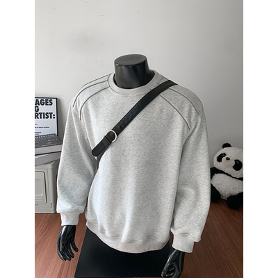 白灰色宽松卫衣男内搭打底衫