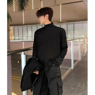 德绒半高领打底衫男秋冬季加绒