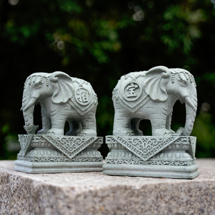 青石大象招财镇宅摆件一对客厅办公桌摆放玄关庭院吸水象工艺品