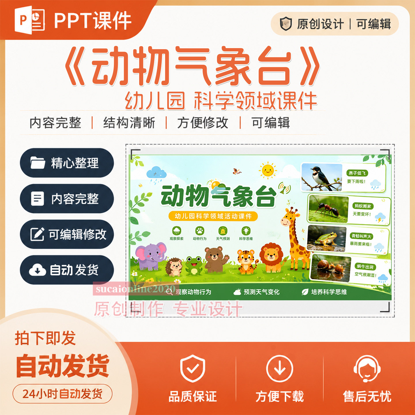 《动物气象台》幼儿园小中班大班科学活动教学案PPT课件作品制作