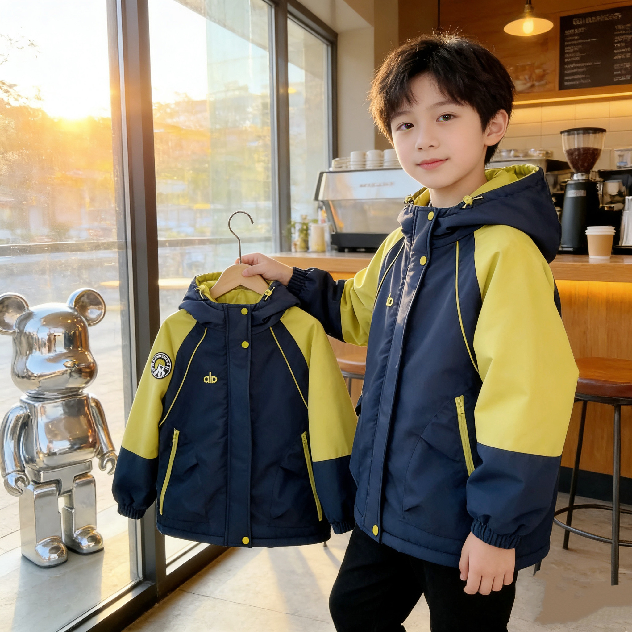 男童冬季加绒加厚派克棉服