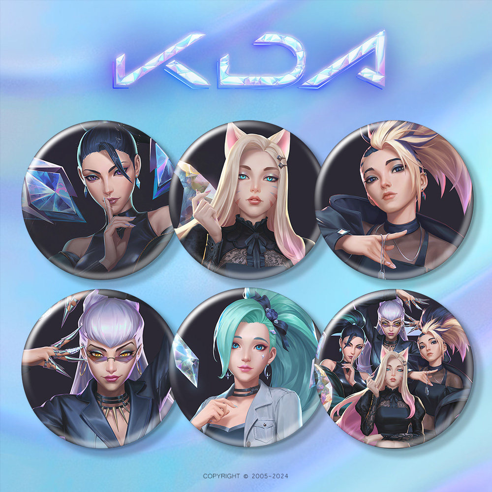 英雄联盟kda女团冰箱贴周边吧唧徽章卡莎阿狸游戏二次元谷子