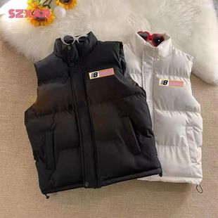 美式旗帜运动棉服体育生冬训马甲简约保暖背心外穿立领防风马夹潮