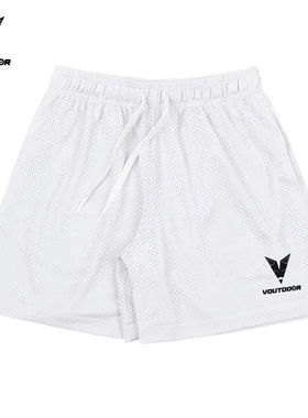 VOUTDOOR夏季新款休闲运动速干透气网眼篮球训练四分短裤男