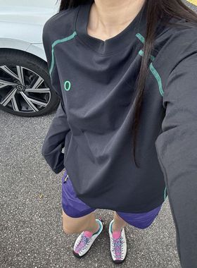 冰蓝色长袖t恤男女2025秋冬大码运动骑行服户外凉感插肩袖上衣服