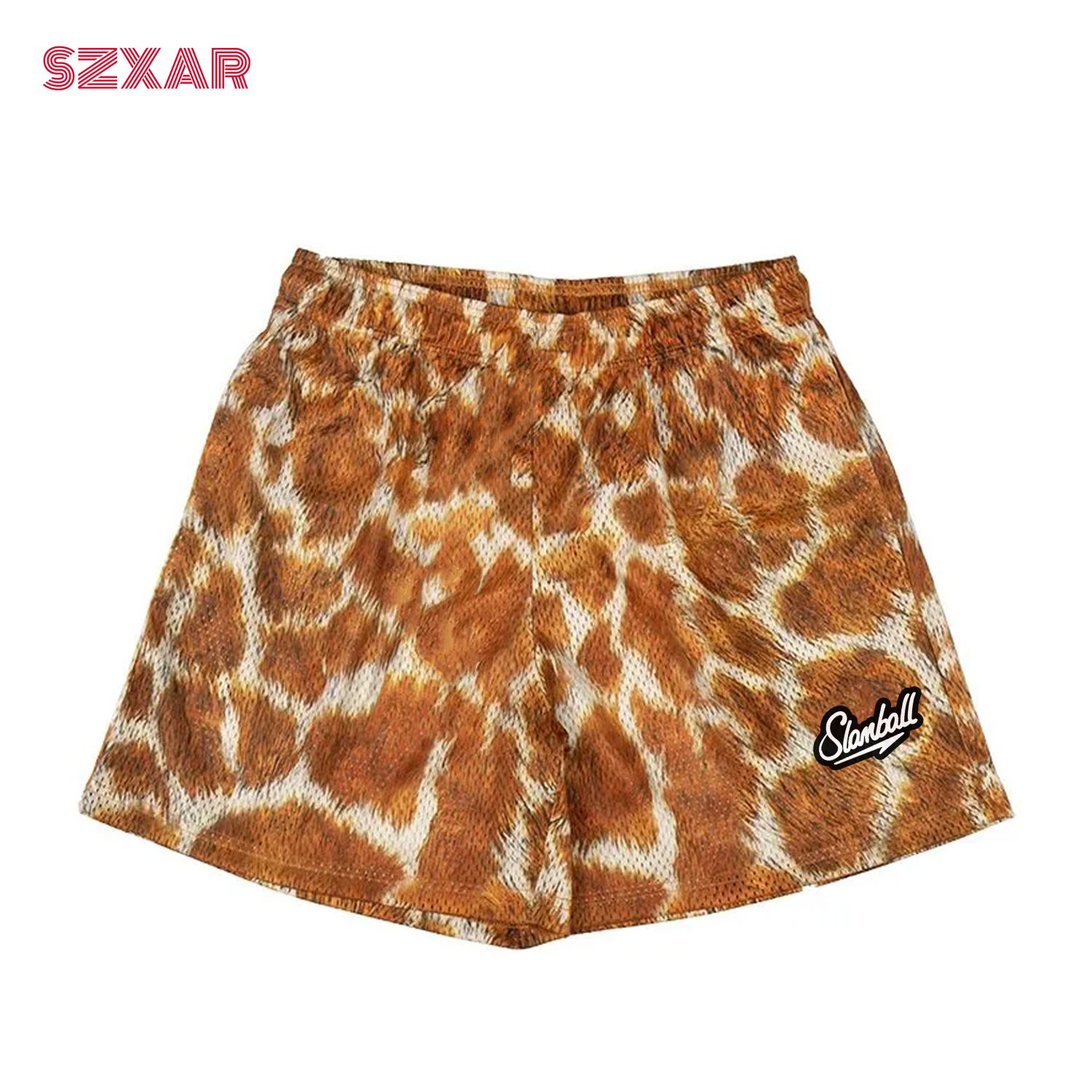 SLAMBALL夏季新款豹纹短裤男运动裤篮球美式网眼四分裤宽松潮