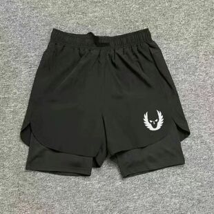 俄勒冈田径训练跑步速干裤健身运动短裤假两件内衬防走光短裤
