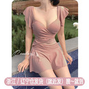 泡温泉游泳装 泳衣女士连体保守裙式 时尚 爆款 遮肚显瘦仙气2021新款