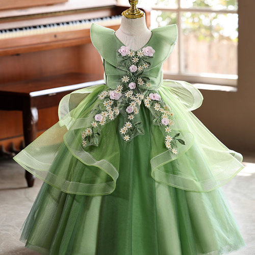 女童蓬蓬纱裙钢琴表演长裙演出服