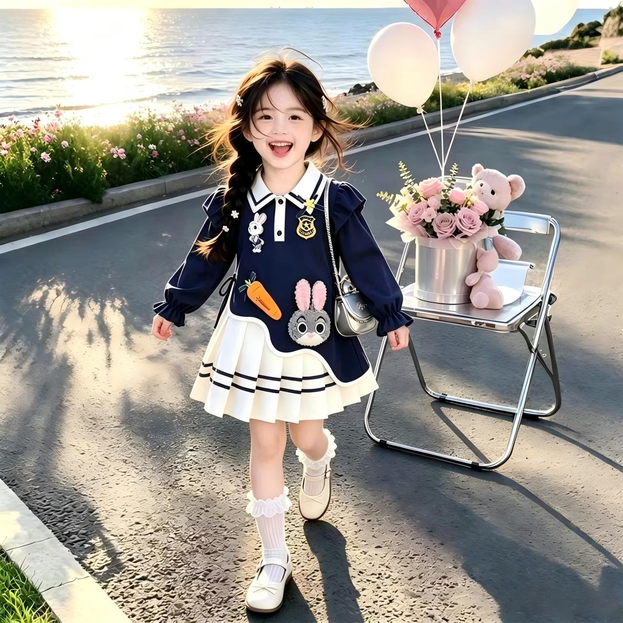 女童秋装长袖疯狂动物城公主裙子图片