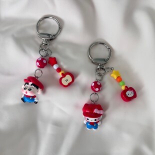 马里奥小新萌粒手机链挂件 手工手机壳手绳钥匙扣包包挂饰品配件
