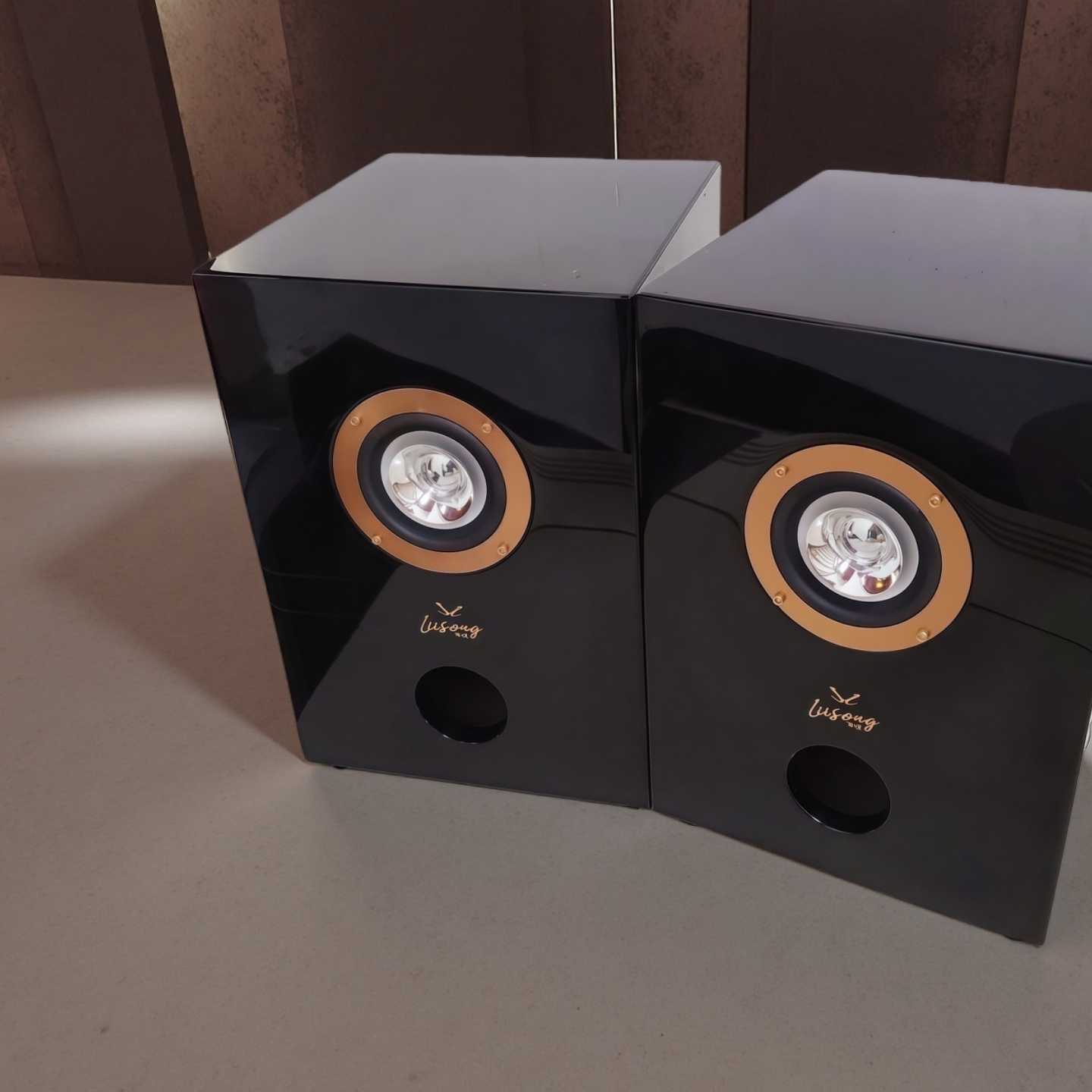 正品丽颂4寸书架式全频Hifi音箱AL-前置8欧15W钢琴烤漆黑色源头货