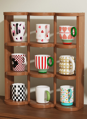 九宫格桌面杯架置物架家用办公桌多层收纳架厨房用品家居储物架子