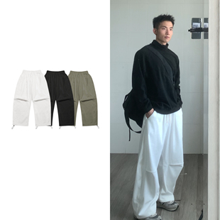 黑子舞想秋季宽松休闲裤子日系复古纯色简约中性情侣款长裤多色潮