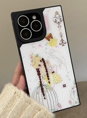 nanabear奈奈熊x苹果雨原创洛丽塔天使可爱少女心磁吸黑边方形手机壳适用于苹果17promax16pro15