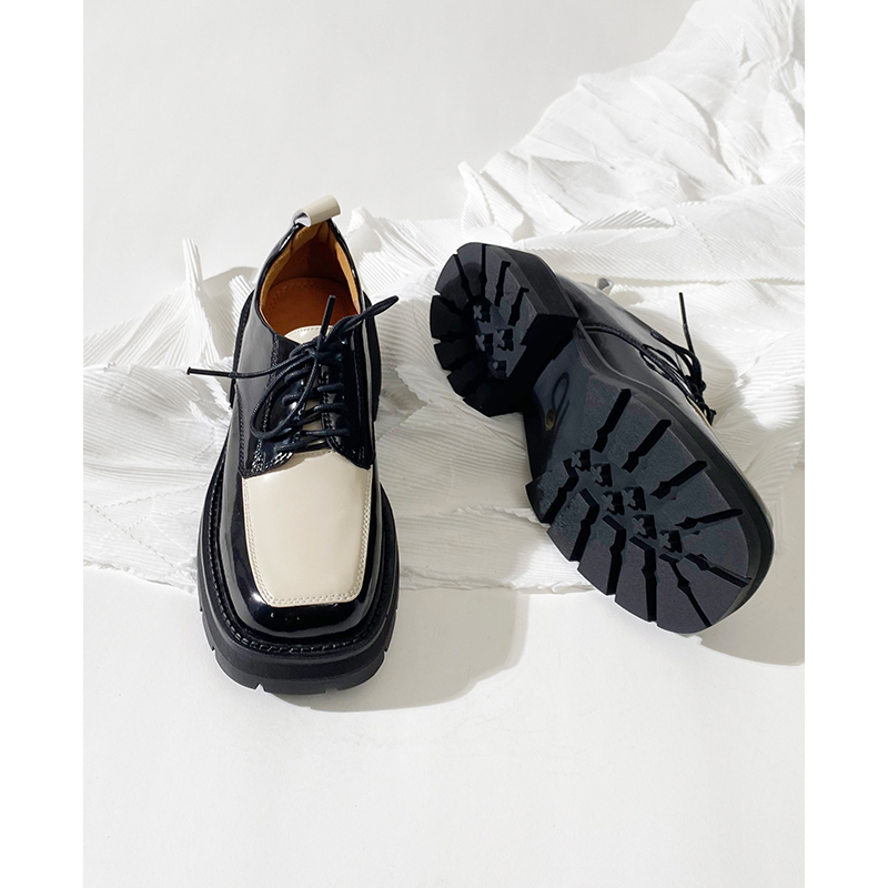 莲花府邸小皮鞋日系拼色