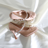 时尚 浅口鞋 水钻蝴蝶结高跟单鞋 莲花府邸2026春季 气质百搭细跟女鞋