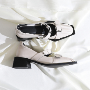 英伦风小皮鞋 新品 粗跟方头百搭一字扣玛丽珍 单鞋 莲花府邸2026春季