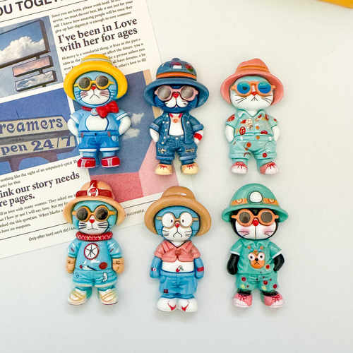 可爱蓝猫立体冰箱贴磁贴日式洞洞板磁吸贴儿童白板贴黑板贴装饰贴