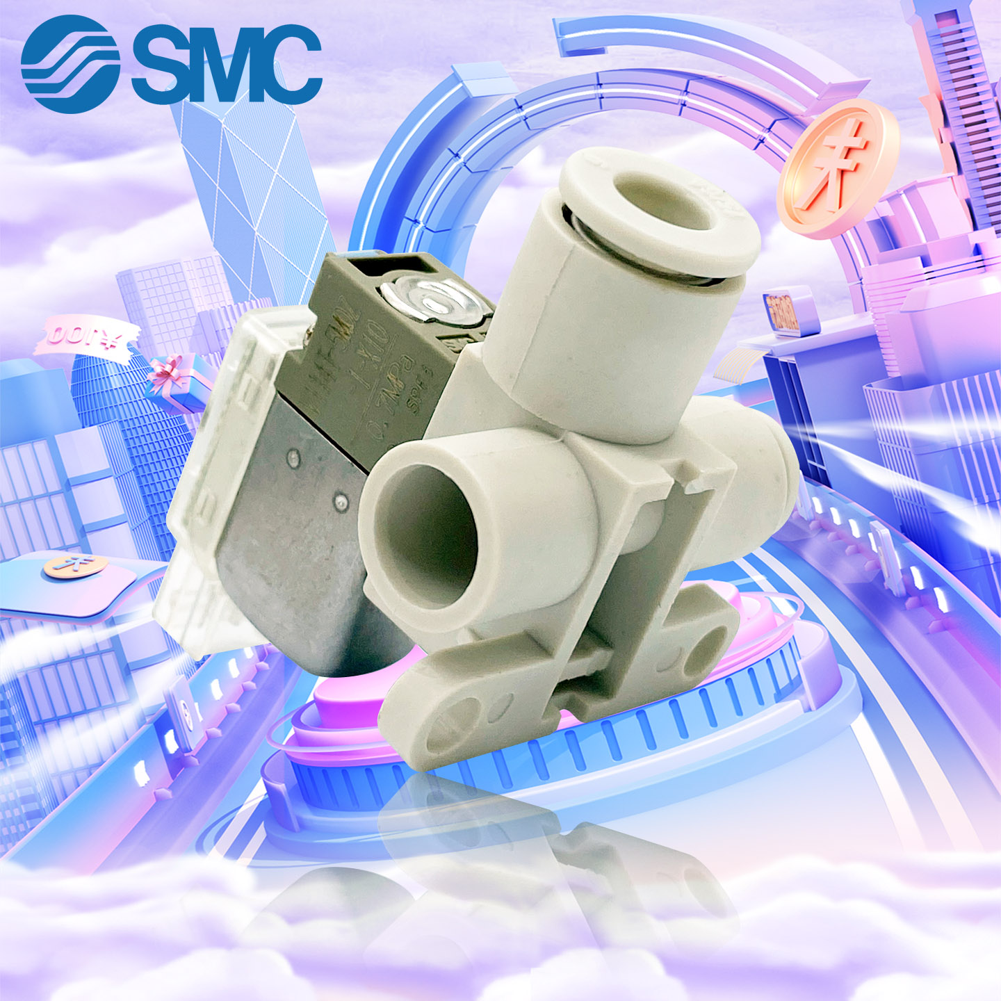 SMC电磁阀V114T-5MOZ-1-X10/V114-5LOZ-1-X10/-1-X10胶状底座