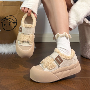 回力魔术贴二棉鞋女加绒保暖休闲鞋冬季新款运动百搭厚底软底板鞋