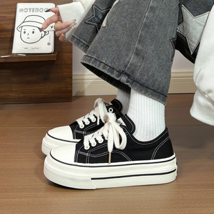 回力休闲黑色帆布鞋女复古2026春季新款学生百搭厚底轻便板鞋原创